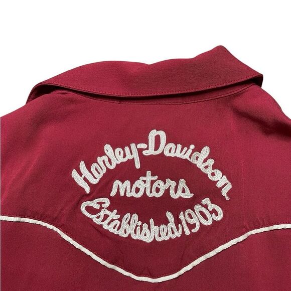 Harley-Davidson Moto Club Sleeveless Red Button Down Shirt Size Medium - Picture 7 of 12